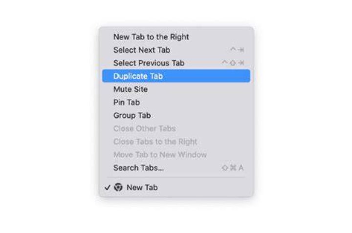 How do you duplicate a tab in Chrome on a Mac?