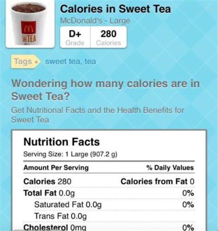 How many calories are in a medium sweet tea from McDonald's?